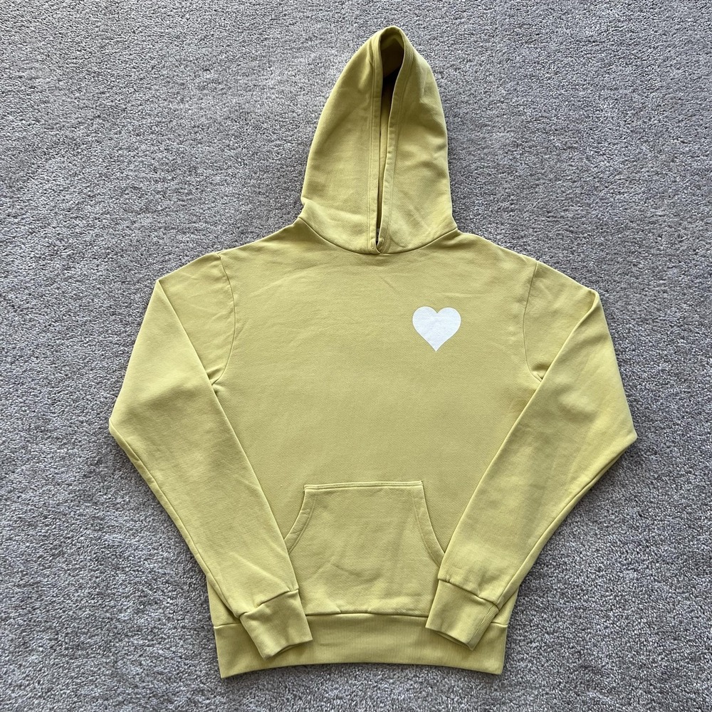 SPRWMN‎ Los Angeles Heart Pullover Hoodie Sweatshirt Womens S Yellow Fleece